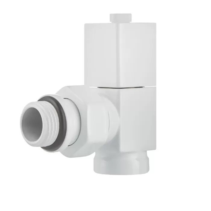 Набор дизайн-вентилей Royal Thermo CUBE, угловой (белый) 1/2" (RTE 56.0007)