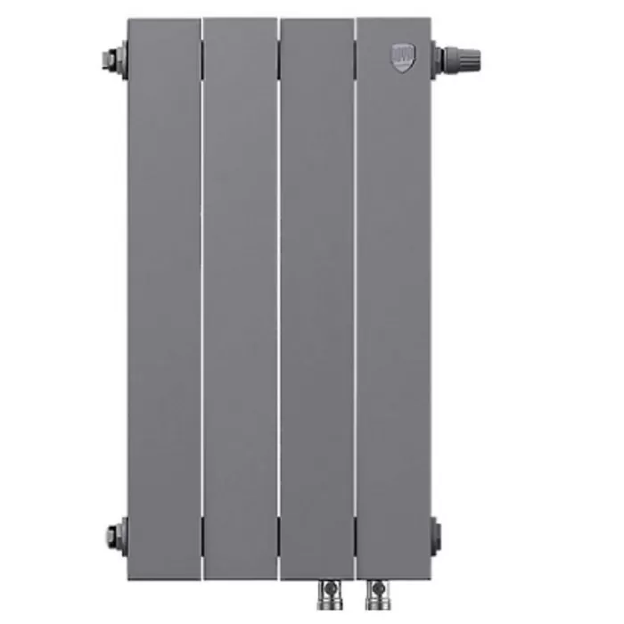 Биметаллический радиатор Royal Thermo PianoForte 500 Silver Satin VDR 4 секции, с нижним подключением