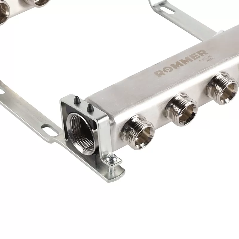 Коллектор Rommer 1"x3/4" на 4 контура для радиаторной разводки (нерж. сталь) (RMS-4401-000004) Коллектор Rommer 1"x3/4" на 4 контура для радиаторной разводки (нерж. сталь) (RMS-4401-000004)