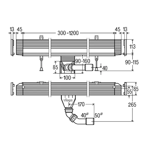 Душевой лоток Viega Advantix Vario 90-160 см 736552
