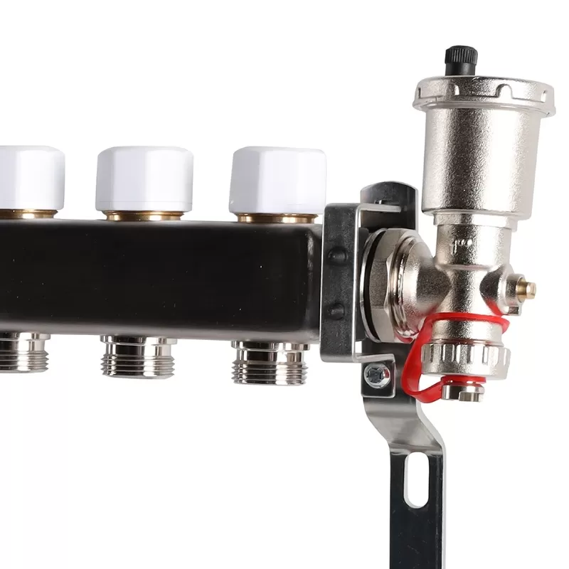Коллектор Rommer 1"x3/4" на 11 контуров с запорными клапанами в сборе (нерж. сталь) (RMS-3210-000011)