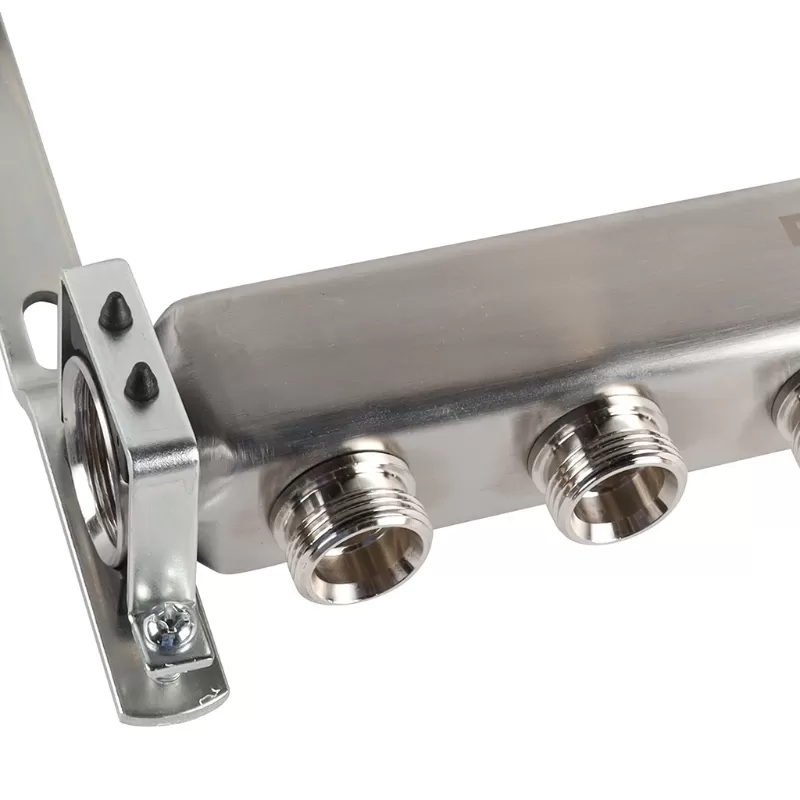 Коллектор Rommer 1"x3/4" на 6 контуров для радиаторной разводки (нерж. сталь) (RMS-4401-000006)