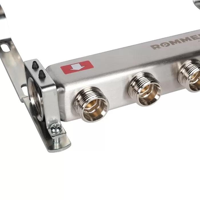 Коллектор Rommer 1"x3/4" на 5 контуров с запорными клапанами (нерж. сталь) (RMS-3200-000005) Коллектор Rommer 1"x3/4" на 5 контуров с запорными клапанами (нерж. сталь) (RMS-3200-000005)