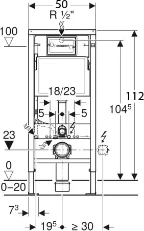 Инсталляция Geberit Duofix для подвесного унитаза, 112 см, со смывным бачком Delta 12 см, смывная клавиша Delta30, крепёж к стене, Хром 458.163.21.1 Инсталляция Geberit Duofix для подвесного унитаза, 112 см, со смывным бачком Delta 12 см, смывная клавиша Delta30, крепёж к стене, Хром 458.163.21.1