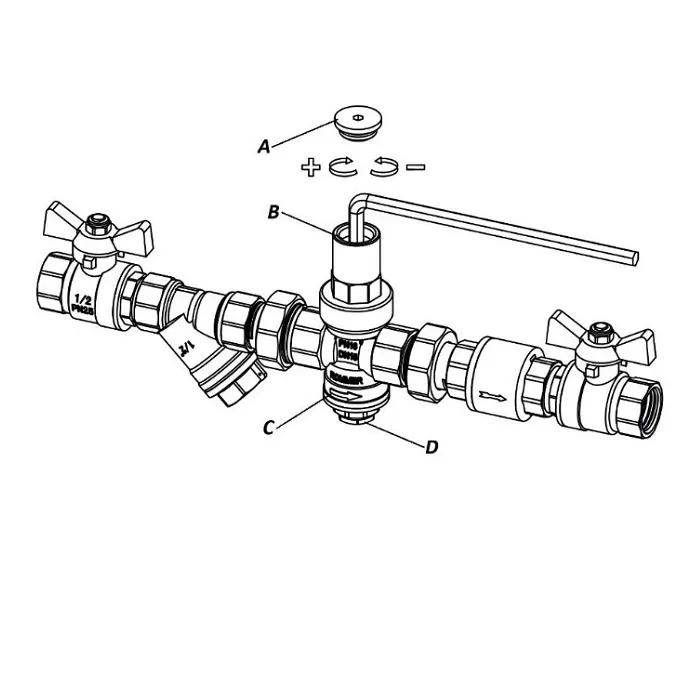 Редуктор давления Rommer 1/2" PN16 с выходом под манометр, внутренняя резьба (RVS-0010-000015) Редуктор давления Rommer 1/2" PN16 с выходом под манометр, внутренняя резьба (RVS-0010-000015)