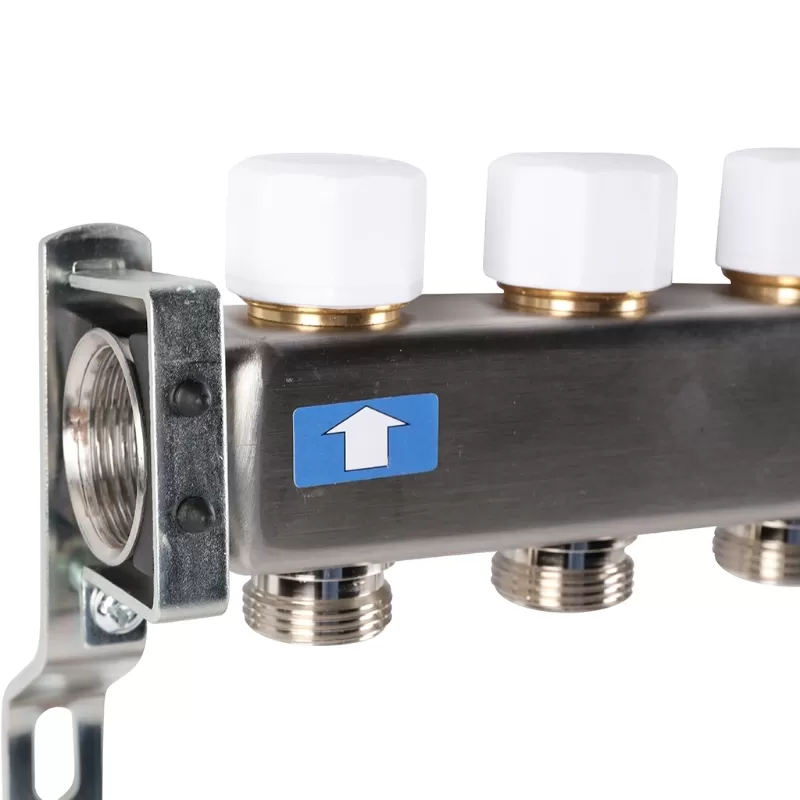 Коллектор Rommer 1"x3/4" на 11 контуров с запорными клапанами (нерж. сталь) (RMS-3201-000011)