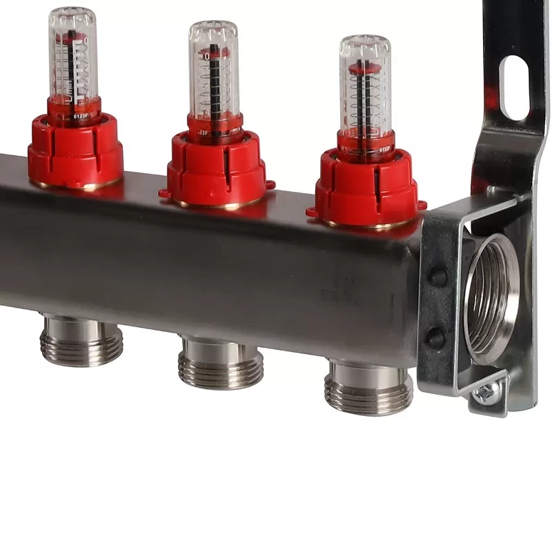 Коллектор Rommer 1"x3/4" на 11 контуров с расходомерами (нерж. сталь) (RMS-1200-000011)