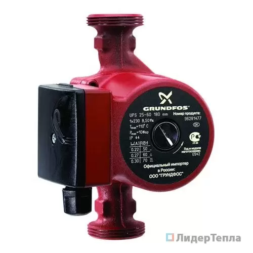 Циркуляционный насос Grundfos UPS 25-60 180 230В (60 Вт) (98368443B) Циркуляционный насос Grundfos UPS 25-60 180 230В (60 Вт) (98368443B)