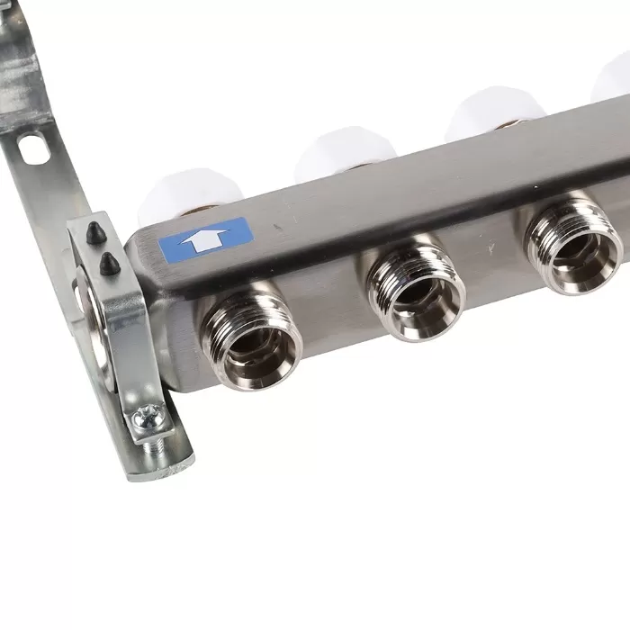 Коллектор Rommer 1"x3/4" на 10 контуров с запорными клапанами (нерж. сталь) (RMS-3200-000010) Коллектор Rommer 1"x3/4" на 10 контуров с запорными клапанами (нерж. сталь) (RMS-3200-000010)
