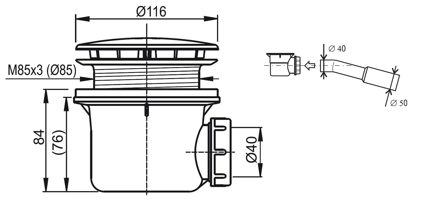 Сифон для поддона Ravak Standard 90 X01314