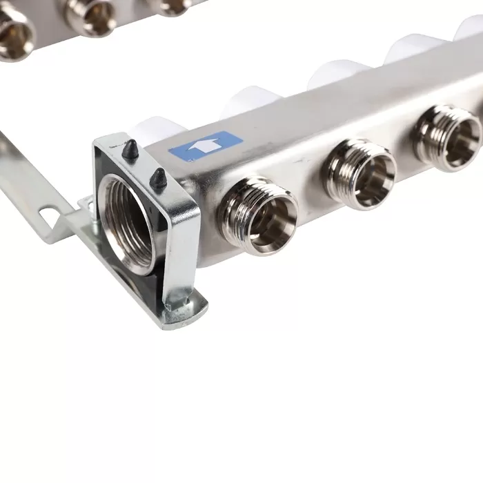 Коллектор Rommer 1"x3/4" на 8 контуров с запорными клапанами (нерж. сталь) (RMS-3201-000008) Коллектор Rommer 1"x3/4" на 8 контуров с запорными клапанами (нерж. сталь) (RMS-3201-000008)