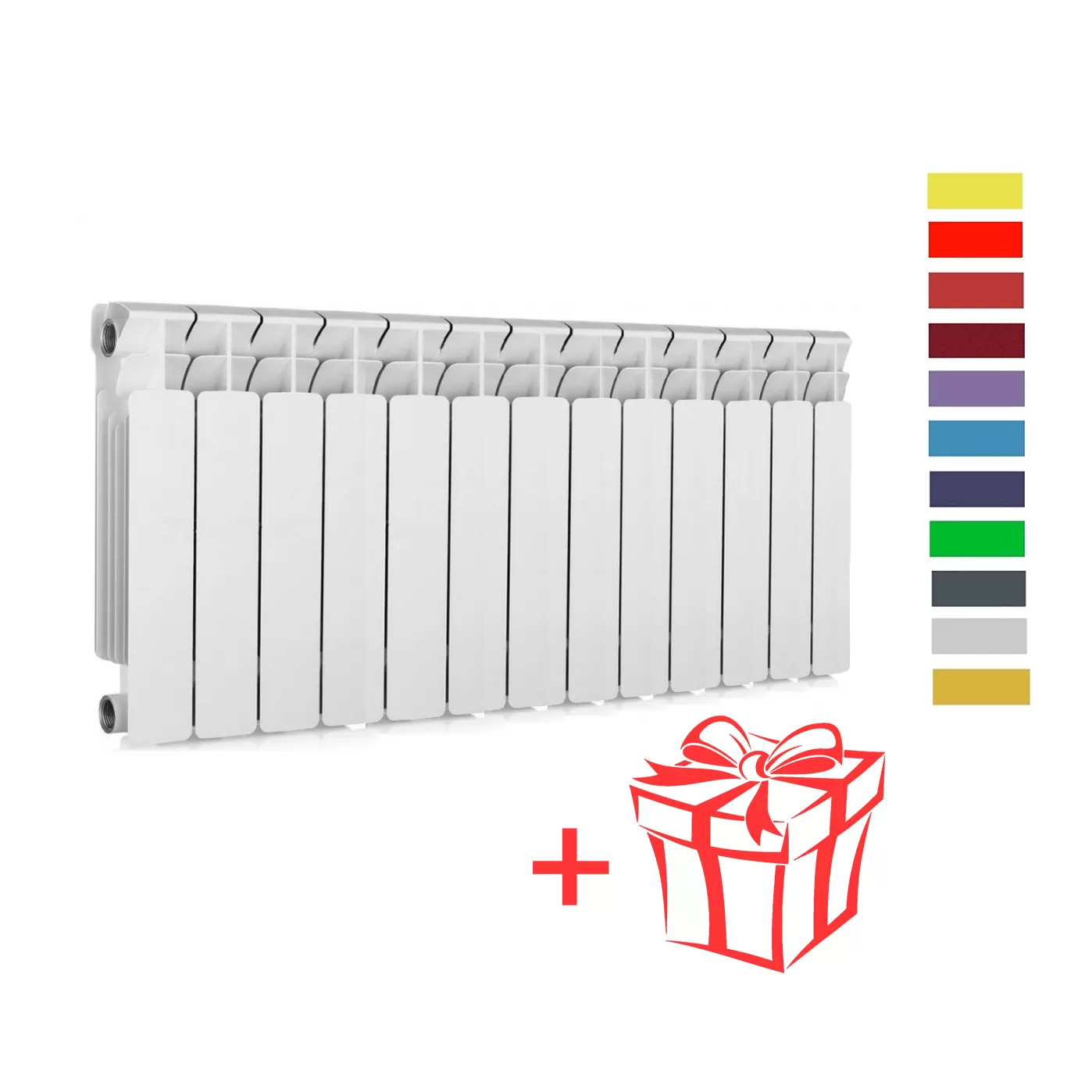 Радиатор биметаллический Rifar Base 350, 13 секций, боковое подключение Радиатор биметаллический Rifar Base 350, 13 секций, боковое подключение