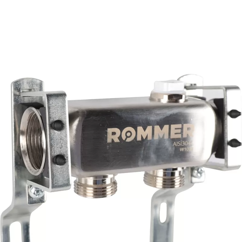 Коллектор Rommer 1"x3/4" на 2 контура для радиаторной разводки (нерж. сталь) (RMS-4401-000002)