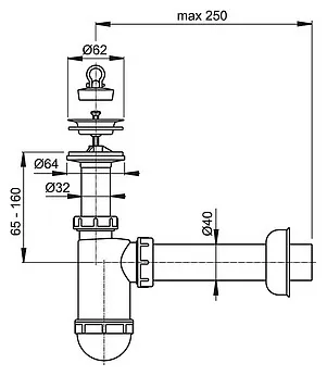 Сифон для раковины AlcaPlast (A41) (40 мм)