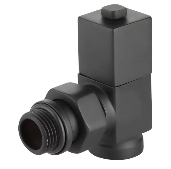 Набор дизайн-вентилей Royal Thermo CUBE, угловой (черный) 1/2" (RTE 56.0009)