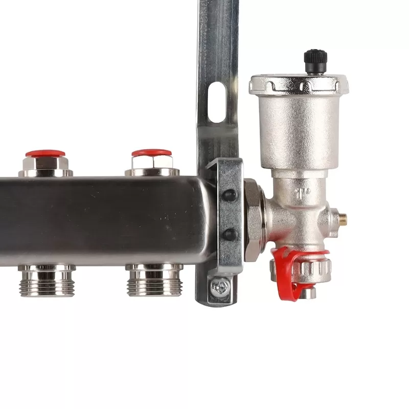 Коллектор Rommer 1"x3/4" на 6 контуров с запорными клапанами в сборе (нерж. сталь) (RMS-3210-000006)