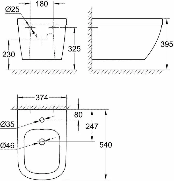 Биде подвесное Grohe Euro Ceramic 39208000 альпийский белый Биде подвесное Grohe Euro Ceramic 39208000 альпийский белый