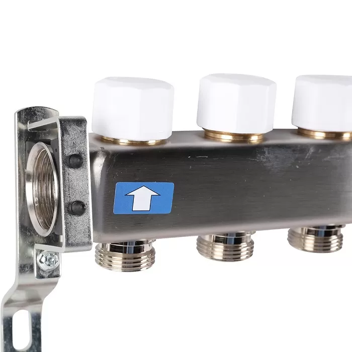 Коллектор Rommer 1"x3/4" на 8 контуров с расходомерами и запорными клапанами (RMS-1201-000008)