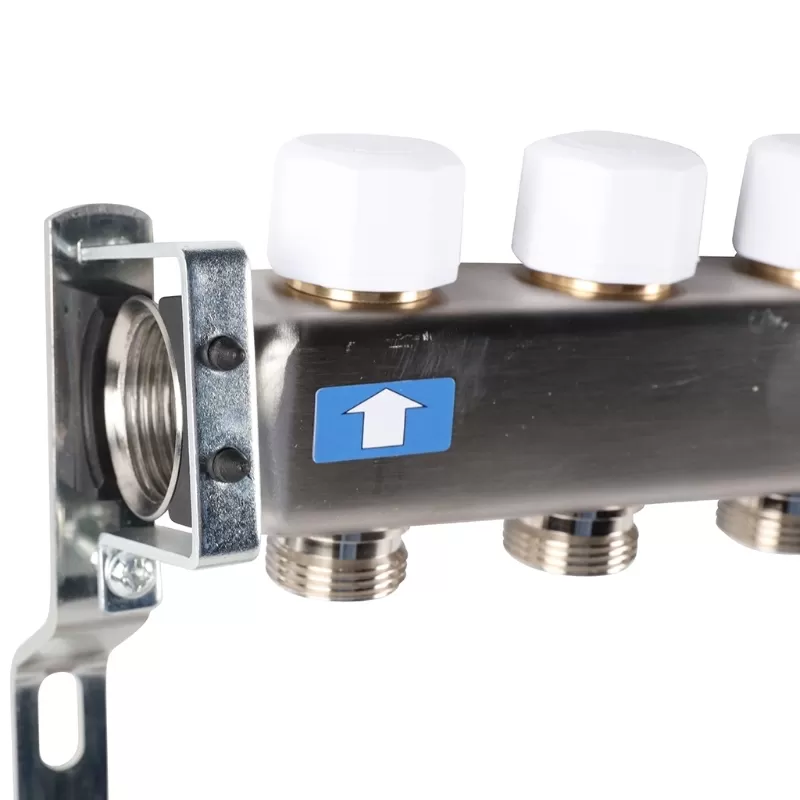 Коллектор Rommer 1"x3/4" на 10 контуров с запорными клапанами (нерж. сталь) (RMS-3201-000010) Коллектор Rommer 1"x3/4" на 10 контуров с запорными клапанами (нерж. сталь) (RMS-3201-000010)