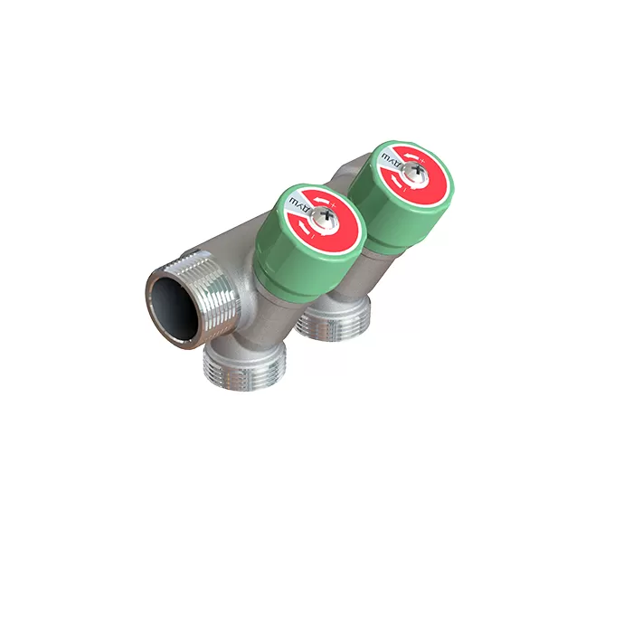 Коллектор модульный Elsen 3/4", 2 отвода -3/4" ЕК с вентилями , латунь (EMW01.02T)