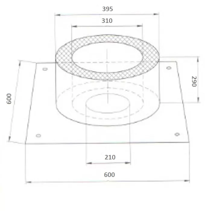 Потолочно проходной узел Ferrum (430/0,5 мм + термо) max t=450° C Ф210 Потолочно проходной узел Ferrum (430/0,5 мм + термо) max t=450° C Ф210