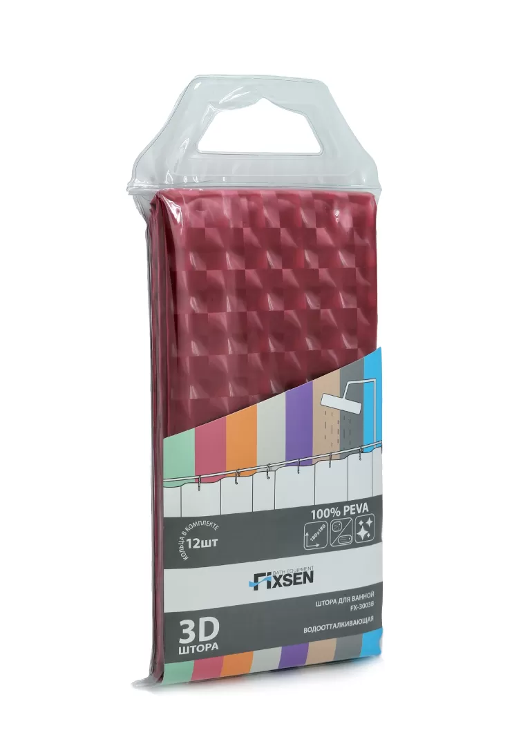 Шторка для ванной FIXSEN розовая  (FX-3003B)