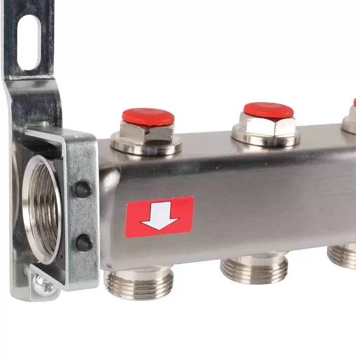 Коллектор Rommer 1"x3/4" на 8 контуров с запорными клапанами (нерж. сталь) (RMS-3200-000008)