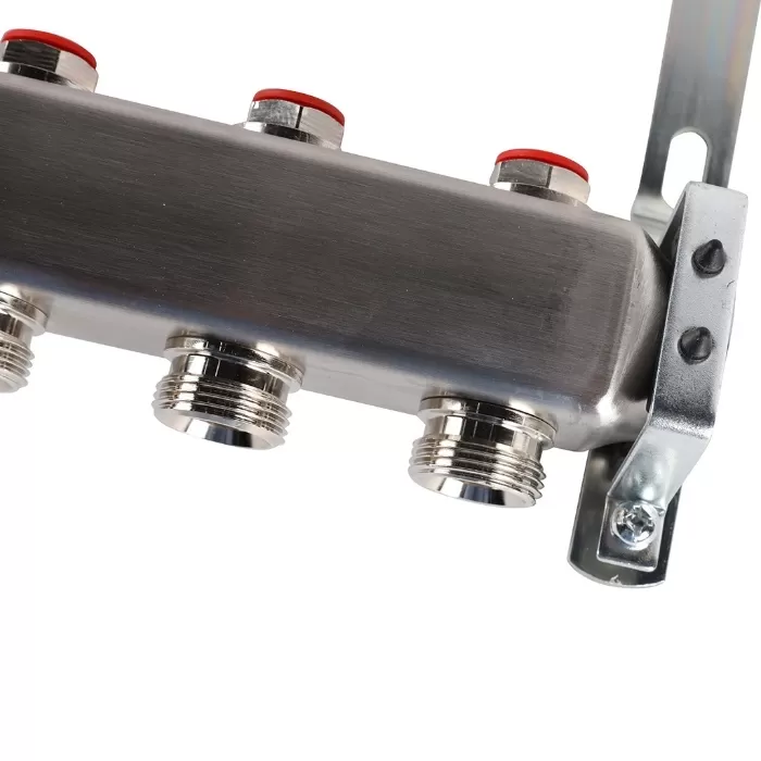 Коллектор Rommer 1"x3/4" на 8 контуров с запорными клапанами (нерж. сталь) (RMS-3200-000008)