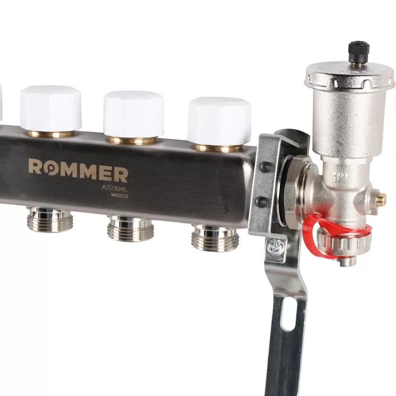 Коллектор Rommer 1"x3/4" на 4 контура с расходомерами в сборе (нерж. сталь) (RMS-1210-000004) Коллектор Rommer 1"x3/4" на 4 контура с расходомерами в сборе (нерж. сталь) (RMS-1210-000004)