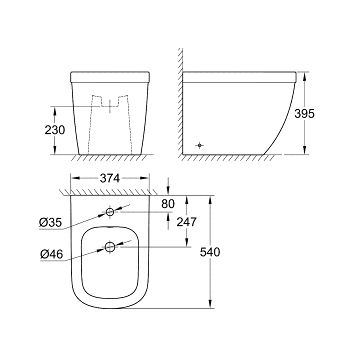 Биде напольное Grohe Euro Ceramic 39340000 белый
