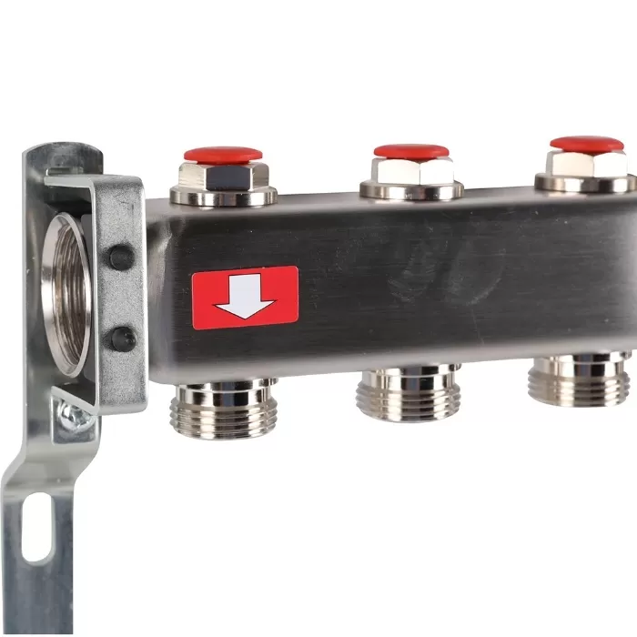 Коллектор Rommer 1"x3/4" на 10 контуров с запорными клапанами (нерж. сталь) (RMS-3200-000010) Коллектор Rommer 1"x3/4" на 10 контуров с запорными клапанами (нерж. сталь) (RMS-3200-000010)