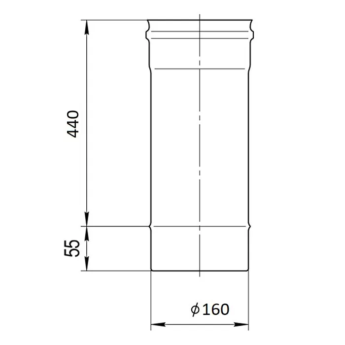 Труба дымохода 0,5м Ferrum GS (430/0,5 мм) Ф160 Труба дымохода 0,5м Ferrum GS (430/0,5 мм) Ф160