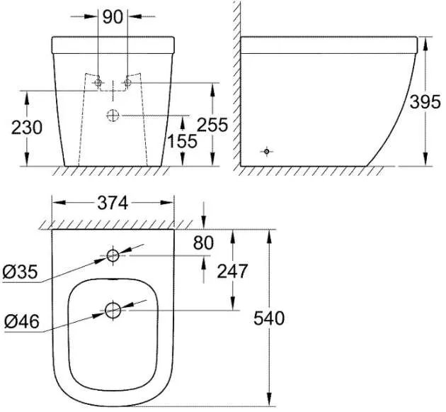 Биде напольное Grohe Euro Ceramic 39340000 белый