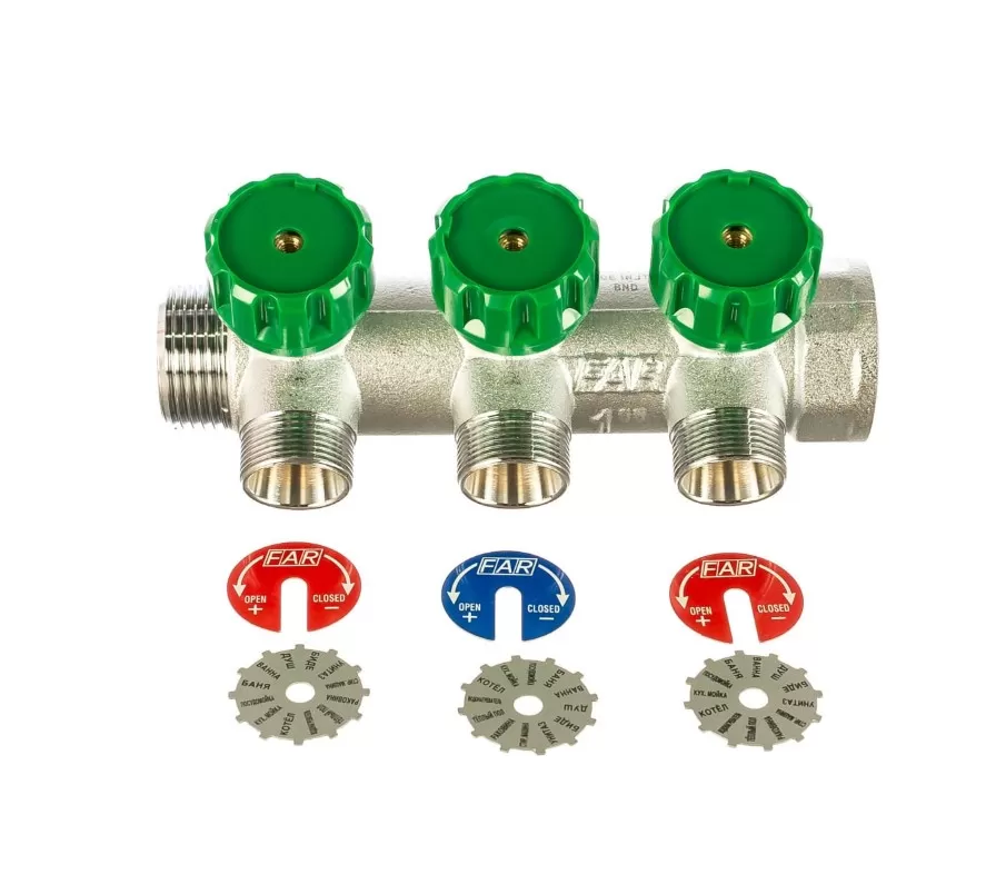 Коллектор FAR 3/4"х1/2" на 3 отвода евроконус (ВР-НР) (FK 3822 3412)