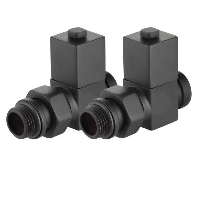 Набор дизайн-вентилей Royal Thermo CUBE, прямой (черный) 1/2" (RTE 56.0006)