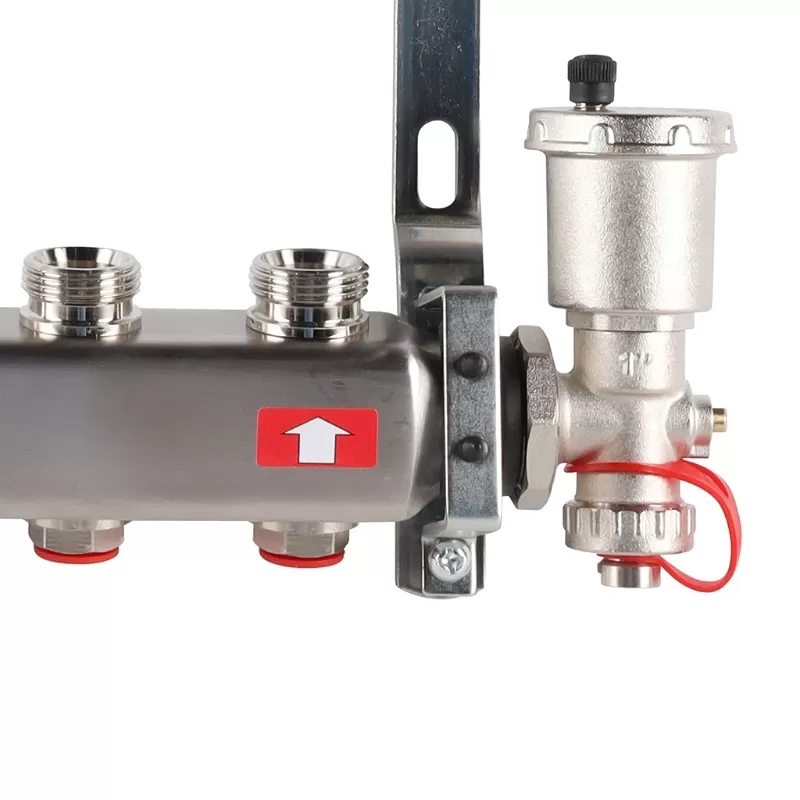 Коллектор Rommer 1"x3/4" на 5 контуров с запорными клапанами в сборе (нерж. сталь) (RMS-3210-000005) Коллектор Rommer 1"x3/4" на 5 контуров с запорными клапанами в сборе (нерж. сталь) (RMS-3210-000005)