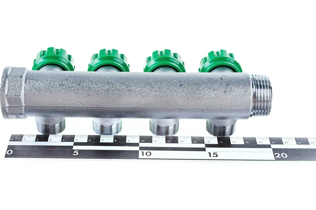 Коллектор FAR 1"х3/4" на 4 отвода, плоское уплотнение (ВР-НР) (FK 3824 134TP)