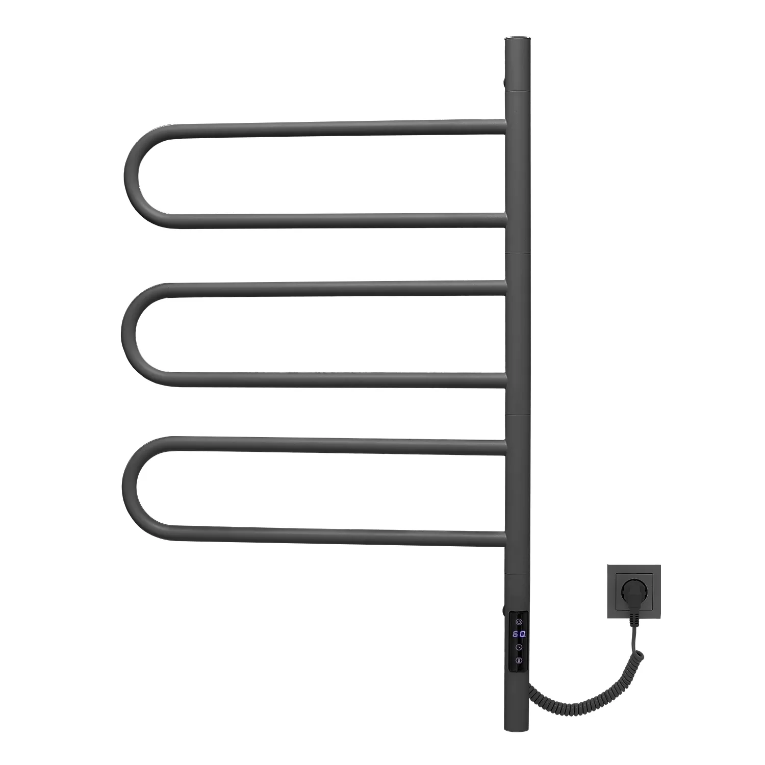 Полотенцесушитель электрический Vincea VTD-1R2CGE 44х80, графит, таймер