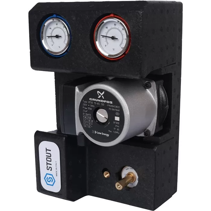 Насосная группа Stout SDG-0007 с 3-х ходовым приводным смесителем 3/4" с насосом Grundfos UPSO 15-65 130 (SDG-0007-002002)