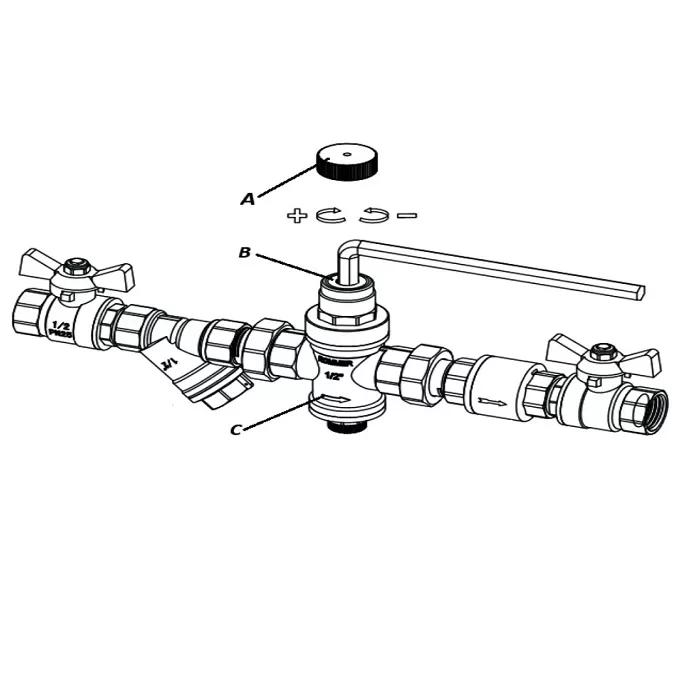 Редуктор давления Rommer 1/2" PN16, внутренняя резьба (RVS-0009-000015) Редуктор давления Rommer 1/2" PN16, внутренняя резьба (RVS-0009-000015)