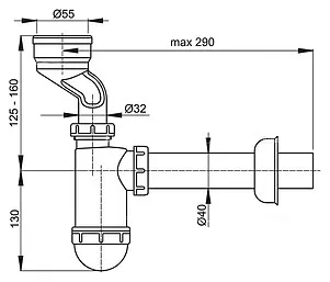 Сифон для писсуара AlcaPlast (A45A)