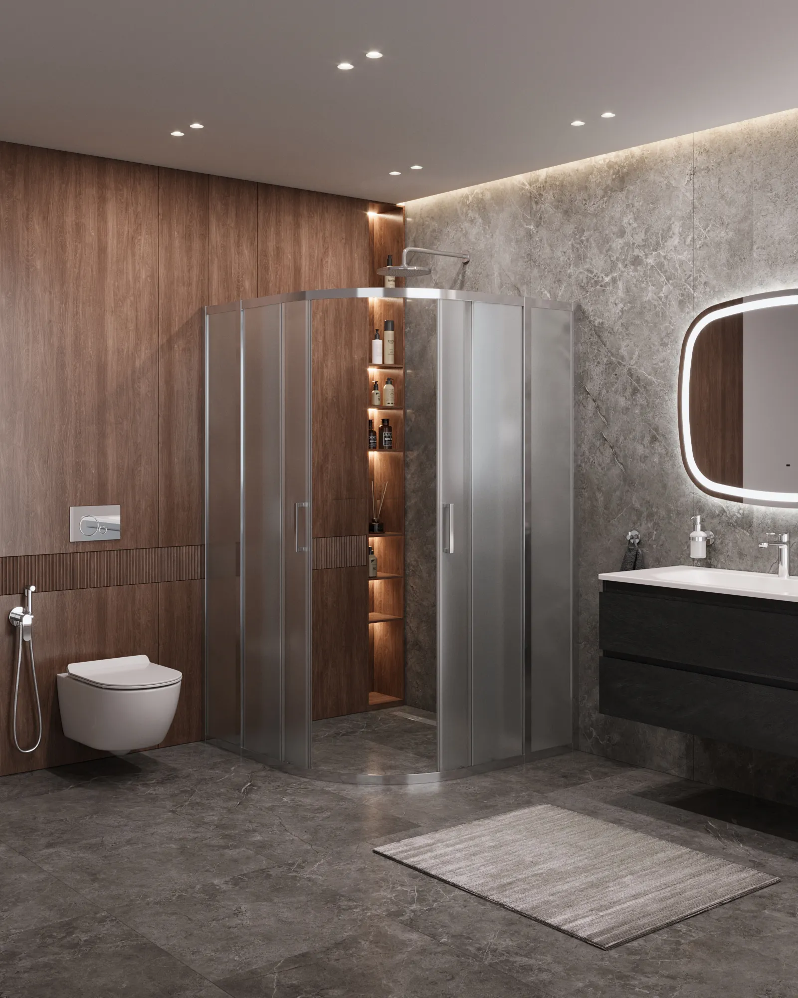 Душевой уголок Cezares Molveno 100x100x195 мм, полукруглый, хром (MOLVENO-R-22-80+20-P-Cr)