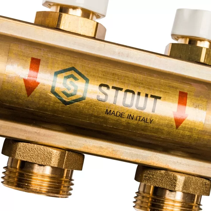 STOUT SMB 0468 000004 STOUT Распределительный коллектор из латуни без расходомеров 4 вых.