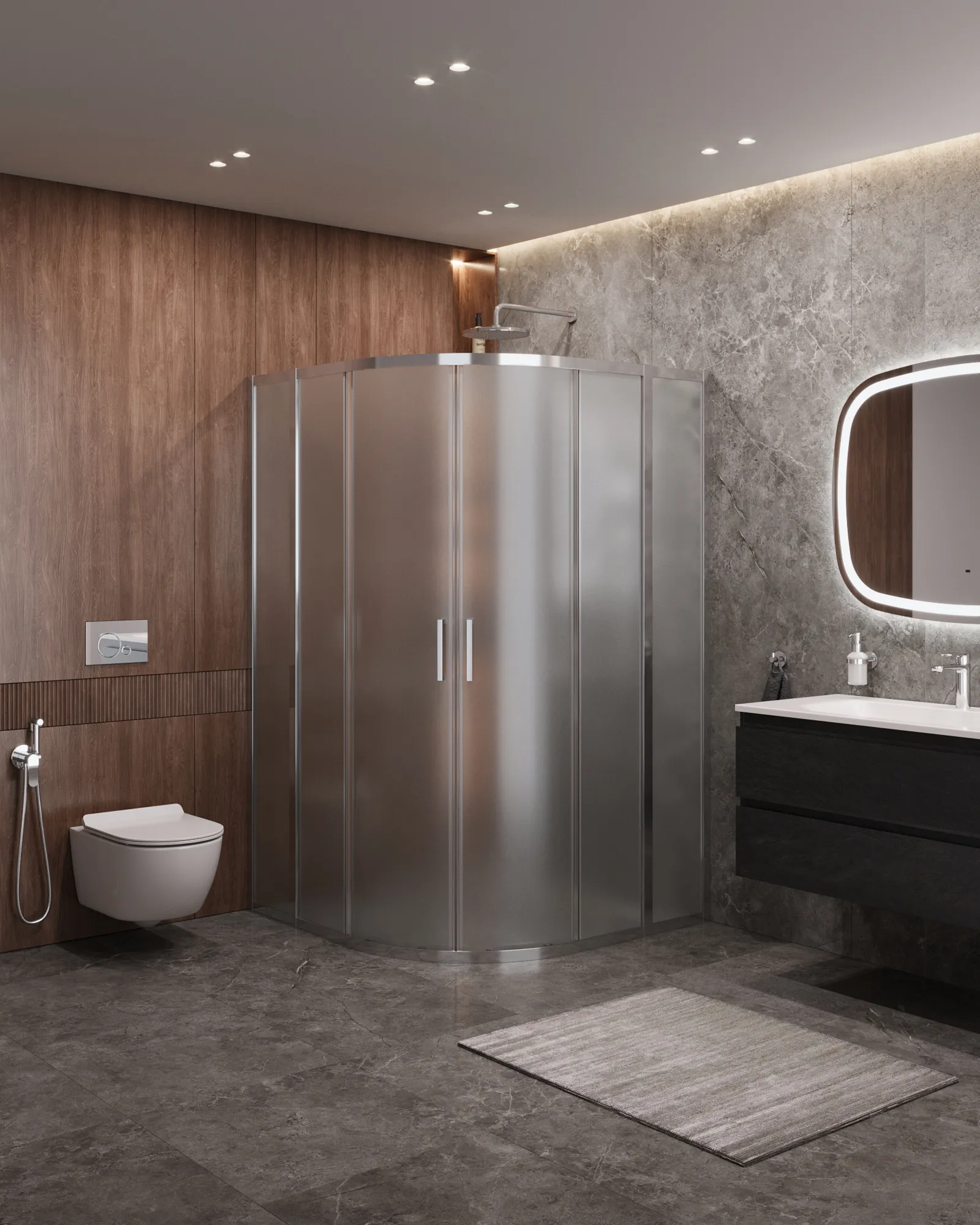 Душевой уголок Cezares Molveno 100x100x195 мм, полукруглый, хром (MOLVENO-R-22-80+20-P-Cr)