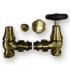 Комплект угловых вентилей SR Rubinetterie Old Style 1/2" с маховиком, цвет бронза (K390-1500Z000) Комплект угловых вентилей SR Rubinetterie Old Style 1/2" с маховиком, цвет бронза (K390-1500Z000)