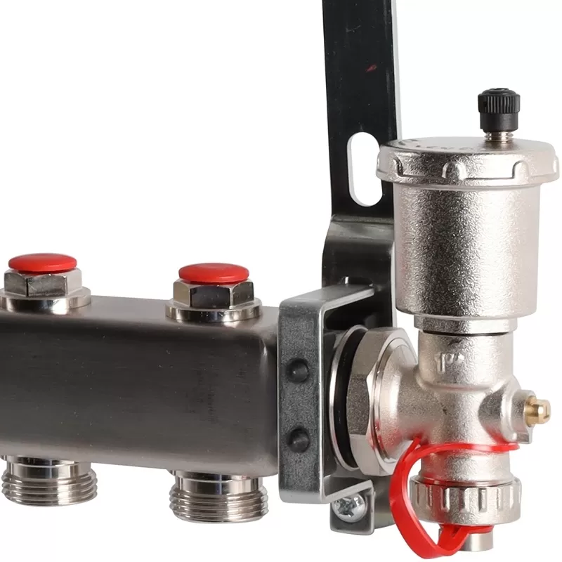 Коллектор Rommer 1"x3/4" на 11 контуров с запорными клапанами в сборе (нерж. сталь) (RMS-3210-000011)