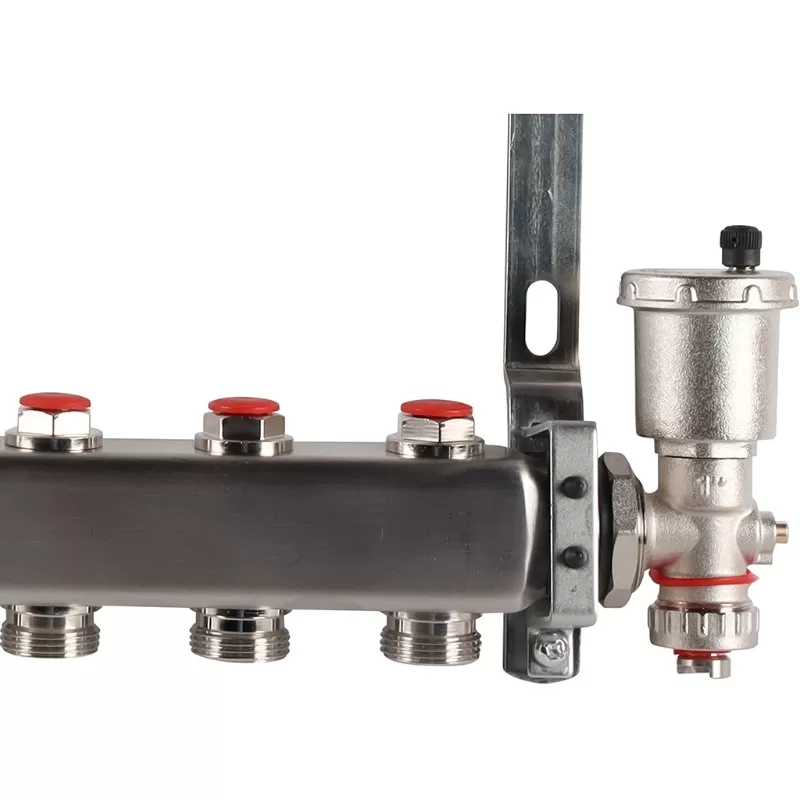 Коллектор Rommer 1"x3/4" на 10 контуров с запорными клапанами в сборе (нерж. сталь) (RMS-3210-000010) Коллектор Rommer 1"x3/4" на 10 контуров с запорными клапанами в сборе (нерж. сталь) (RMS-3210-000010)