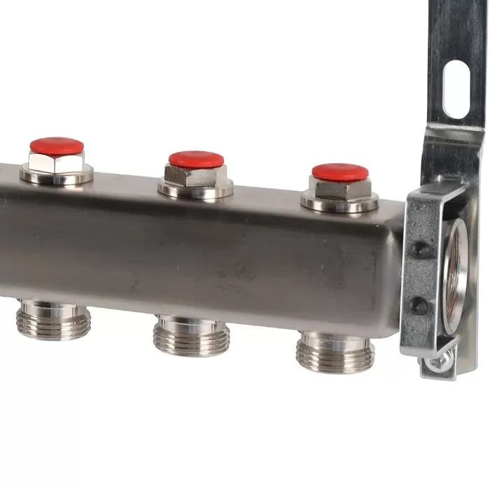 Коллектор Rommer 1"x3/4" на 9 контуров с запорными клапанами (нерж. сталь) (RMS-3200-000009)