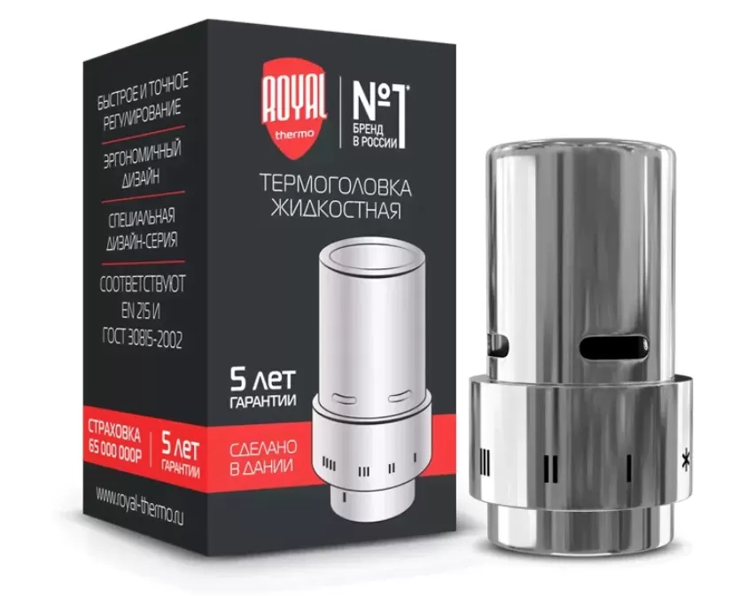 Термоголовка жидкостная Royal Thermo Design, Click (хром) (RTE07.0006)