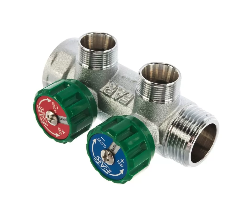 Коллектор FAR 1"х3/4" на 2 отвода евроконус (ВР-НР) (FK 3821 134)